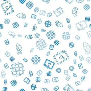 Set line Grid graph paper, Graphic tablet and Red eye effect on seamless pattern Illustrazione stock