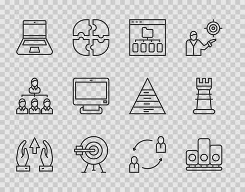 Set line Growth chart and progress, Ranking star, Browser files, Target with Stock Illustration