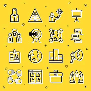 Set line Growth chart and progress, Megaphone, Speech bubble chat, Marketing  Stock Illustration
