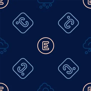 Set line Hail cloud, Celsius and Compass west on seamless pattern. Vector 스톡 일러스트