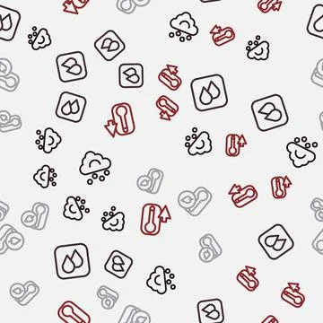 Set line Hail cloud, Water drop, Thermometer and on seamless pattern. Vector 스톡 일러스트