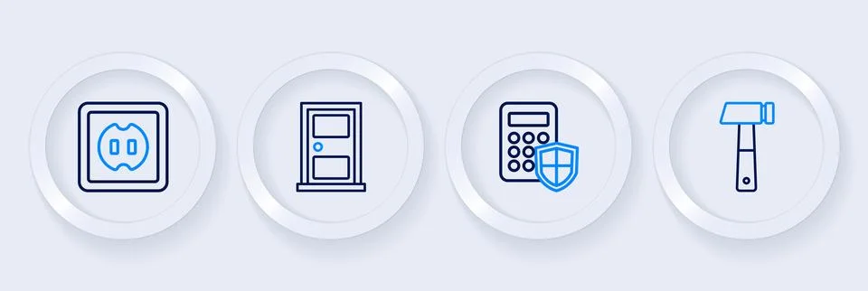Set line Hammer, Security keypad access panel, Closed door and Electrical o.. 库存插图