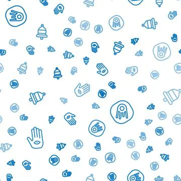 Set line Hamsa hand, Comet falling down fast and Ringing alarm bell on seamless Stock Illustration