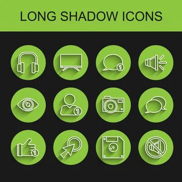 Set line Hand like, Arrow cursor, Headphones, Floppy disk for computer data Stock Illustration