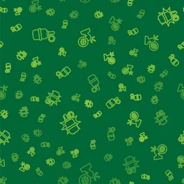 Set line Hand grenade, and Protest on seamless pattern. Vector Stock Illustration