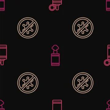 Set line Hand grenade, Protest and on seamless pattern. Vector Stockillustratie