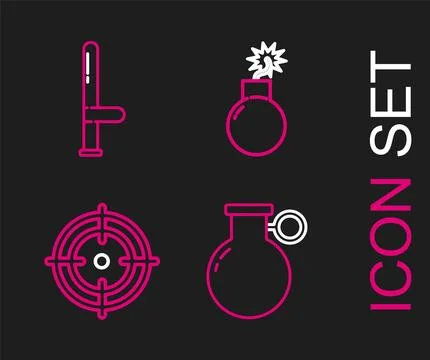 Set line Hand grenade, Target sport, Bomb ready to explode and Police rubbe.. 스톡 일러스트