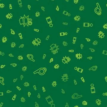Set line Hand grenade, Whistle and  on seamless pattern. Vector Stock Illustration