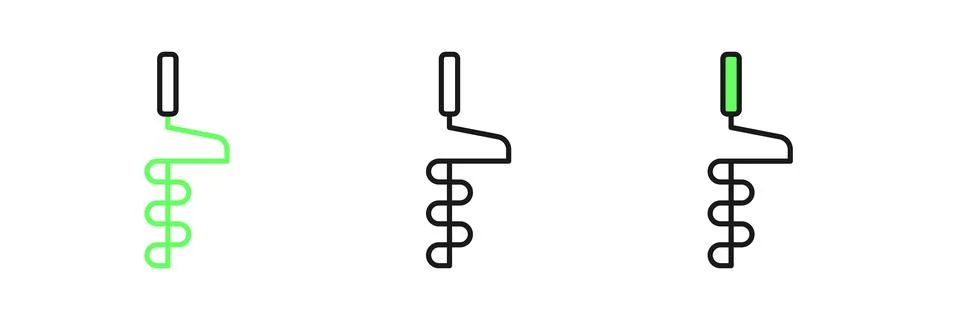 Set line Hand ice drill for winter fishing icon isolated on white backgroun.. Stock Illustration