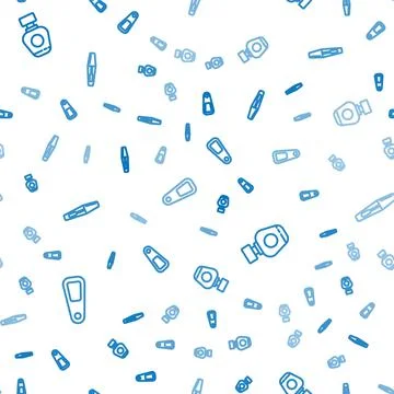 Set line Hand mirror, Perfume and Mascara brush on seamless pattern. Vector Stockillustratie