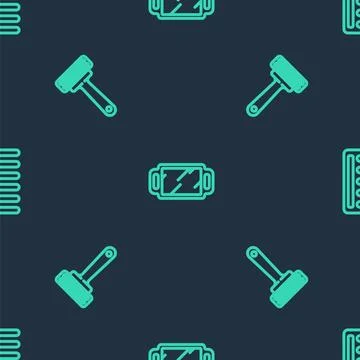 Set line Hand mirror, Shaving razor and Hairbrush on seamless pattern. Vector Stock Illustration
