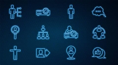Set line Hand like, Project team base, Head hunting, Hierarchy organogram c.. Stock Illustration