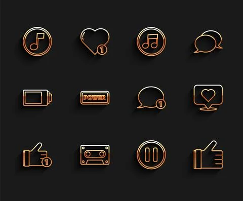 Set line Hand like, Retro audio cassette tape, Music note, tone, Pause button イラスト素材