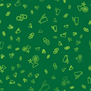 Set line Handcuffs, Protest and Security camera on seamless pattern. Vector Illustrazione stock