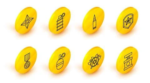Set line Handle detonator for dynamite, Medieval shield with crossed axes, .. Illustration