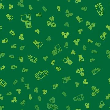 Set line Handle detonator, Flashlight and Gem stone on seamless pattern. Vector Stock Illustration