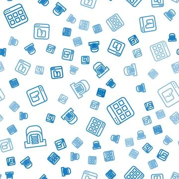 Set line Hangar with servers, Browser files and File missing on seamless pattern Stock Illustration