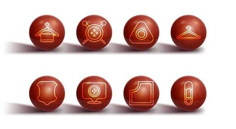 Set line Hanger wardrobe, Leather, Sewing Pattern, Location tailor shop, button Stock Illustration