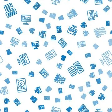 Set line Hard disk drive HDD, Server, Data, Web Hosting and Monitor with graph Illustrazione stock