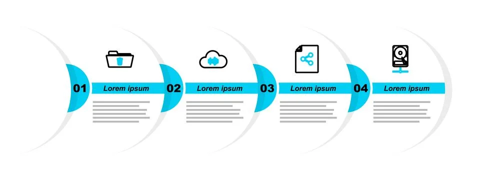 Set line Hard disk drive on sharing network, Share file, Music streaming se.. 스톡 일러스트