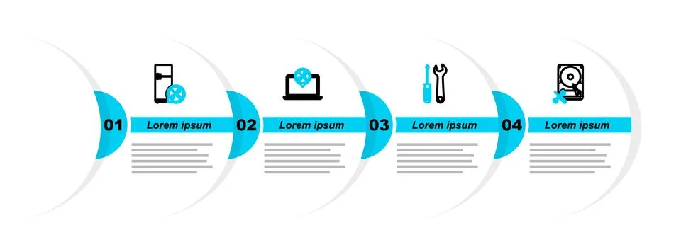 Set line Hard disk drive service, Screwdriver and wrench, Laptop and Refrig.. Stock Illustration