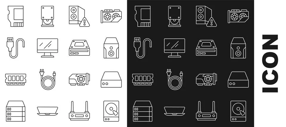 Set line Hard disk drive HDD, Server, Data, Web Hosting, Uninterruptible po.. イラスト素材