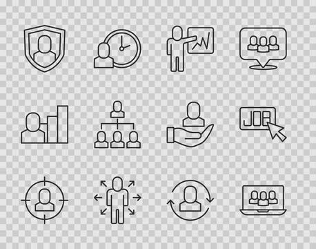 Set line Head hunting, Project team base, Leader of of executives, Multitasking Stockillustratie
