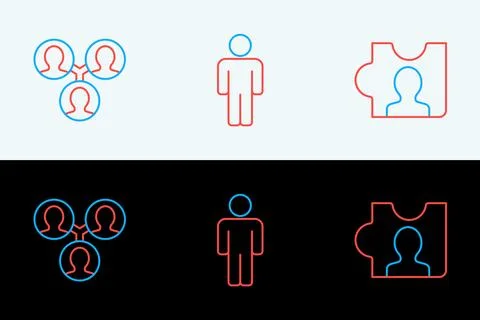 Set line Head hunting, Project team base and User of man icon. Vector Stock Illustration