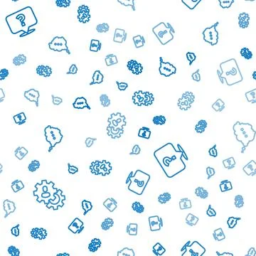 Set line Head hunting, Question mark and Speech bubble chat on seamless pattern イラスト素材