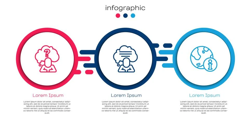 Set line Head with question mark, Speech bubble chat and Information. Business Illustrazione stock