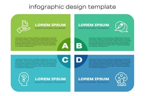 Set line Head with question mark, Solution to the problem, Broken heart or Illustrazione stock
