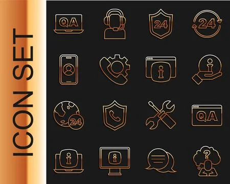 Set line Head with question mark, Question and Answer, Information, Telepho.. Illustrazione stock