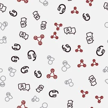 Set line Headphones, Speech bubble chat, Video conference and Meeting on Illustrazione stock