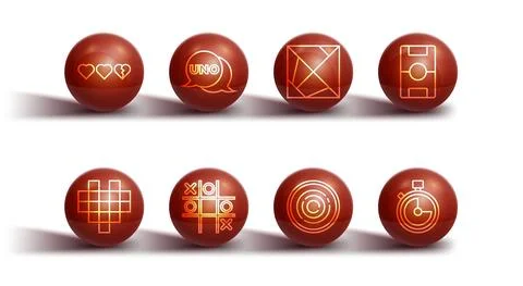 Set line Hearts for game, Pixel hearts, Hockey table, Checker chips, Tic tac toe Illustrazione stock