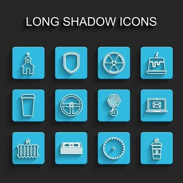 Set line Heating radiator, Stacks paper money cash, Church building, Circular 스톡 일러스트