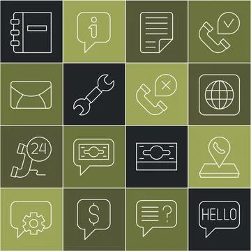 Set line Hello in different languages, Call center location, Worldwide, File Stock Illustration
