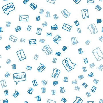 Set line Hello in different languages, Speech bubble chat and Mail and e-mail Illustrazione stock