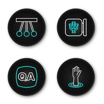 Set line Helping hand, Question Answer, Psychology, Psi and Pendulum icon. .. Illustrazione stock