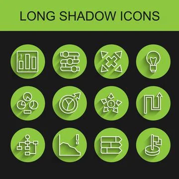 Set line Hierarchy organogram chart, Financial growth decrease, Pie infographic Stock Illustration
