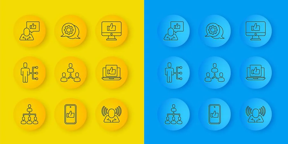 Set line Hierarchy organogram chart, User of man in business suit, Project team Stock Illustration