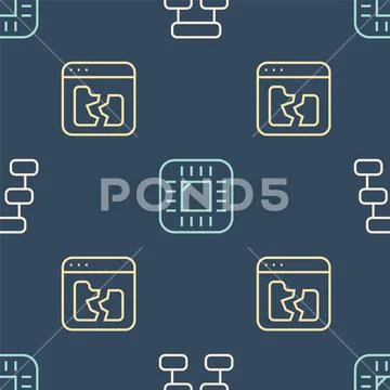 Set line Hierarchy organogram chart, Broken file and Processor with CPU ...
