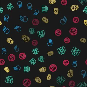 Set line High beam, Diagnostics condition of car, Car headlight and Steering Stock Illustration