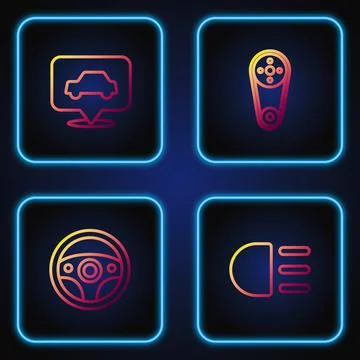 Set line High beam, Steering wheel, Car service and Timing belt kit. Gradient Stock Illustration