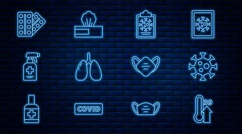 Set line High human body temperature, Virus, Clipboard with blood test resu.. Stock Illustration