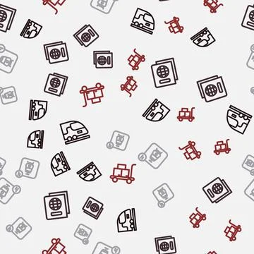 Set line High-speed train, Passport, Online ticket booking and Trolley suitca イラスト素材