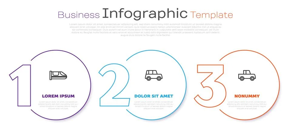 Set line High-speed train, Car and . Business infographic template. Vector Stock Illustration
