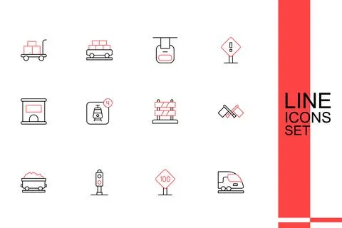 Set line High-speed train, Speed limit traffic sign 100 km, Train light, Co.. Stock Illustration