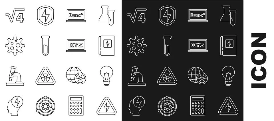 Set line High voltage, Light bulb with concept of idea, Electrical panel, E.. Stock Illustration