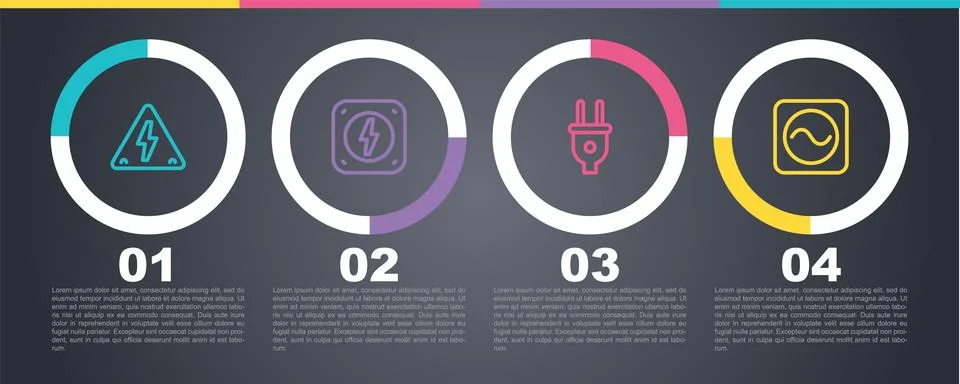 Set line High voltage, Lightning bolt, Electric plug and AC source. Busines.. Stock Illustration