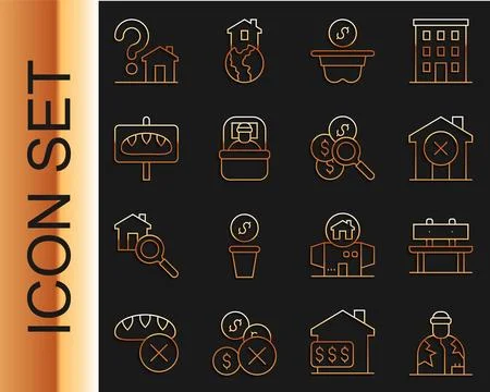 Set line Homeless, Bench, No house, Donation money, Sleeping bag, food, Hou.. Stock Illustration